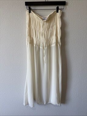 Smocked Waist Cream Maxi Skirt by SNDYS